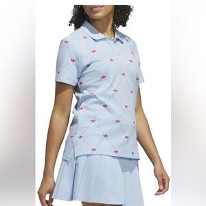 NWT adidas Trefoil Golf Tennis Light Blue Polo Shirt Sz xl $90